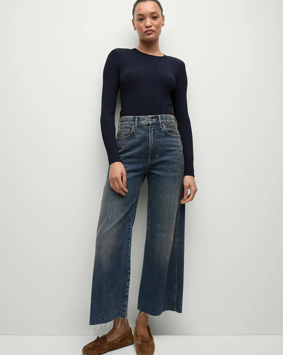 Acara Ribbed Pullover in Navy