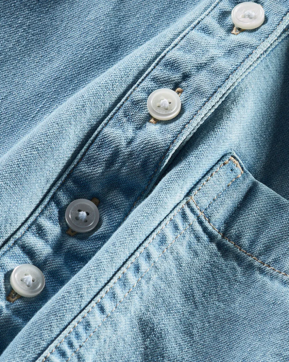 Almera Chambray Button-Down Top in Sky