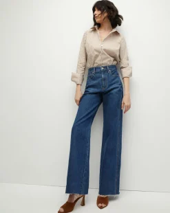 Amelia Button-Down Shirt in Acorn/White