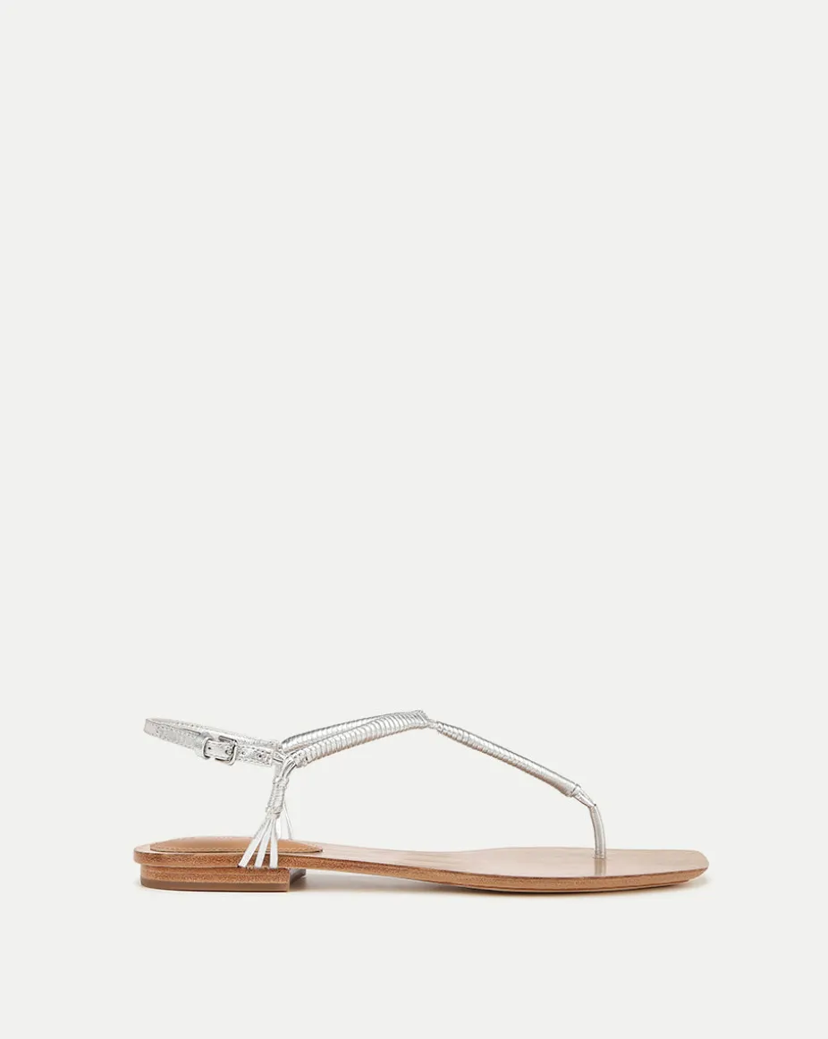 Amelia Silver Metallic T-Strap Sandal