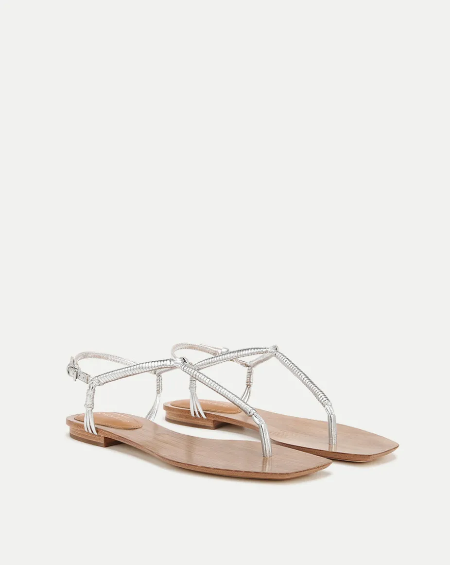 Amelia Silver Metallic T-Strap Sandal