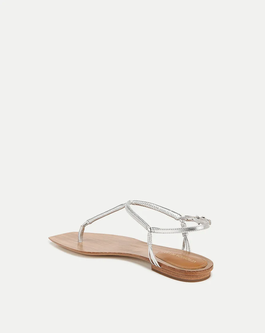 Amelia Silver Metallic T-Strap Sandal