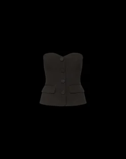 Arlette Strapless Peplum Bustier in Black