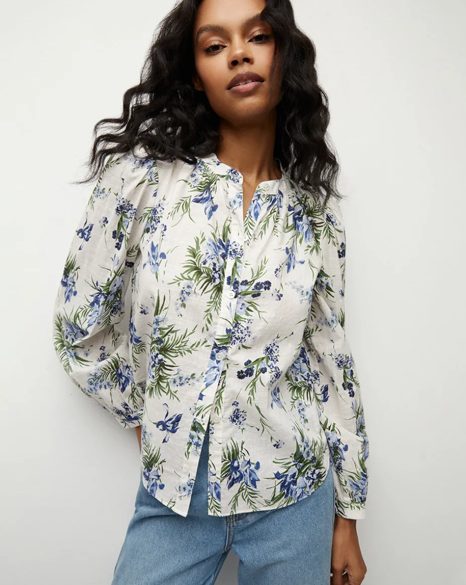 Ashlynn Cotton Top in Off-White Multi