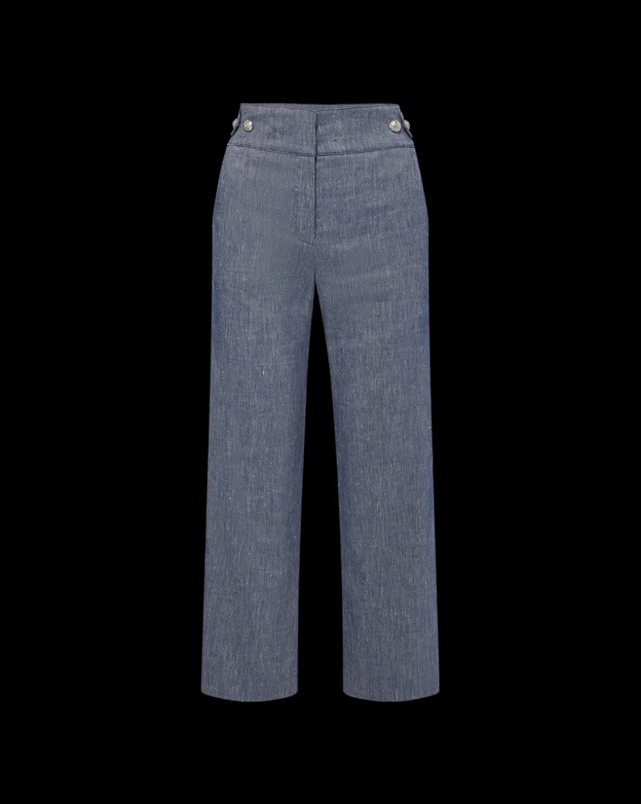 Aubrie Linen Pant in Blue Melange