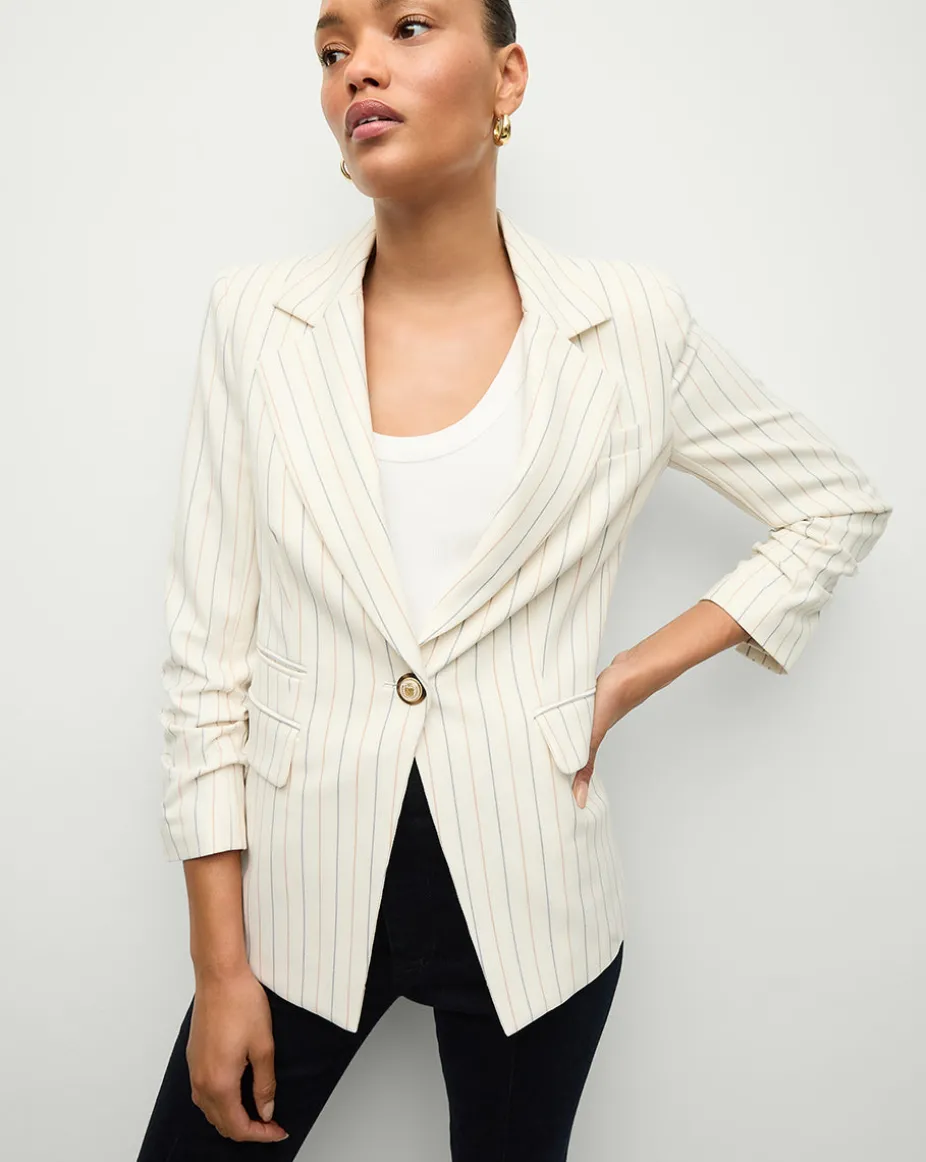 Battista Pinstriped Dickey Jacket in Dove Multi