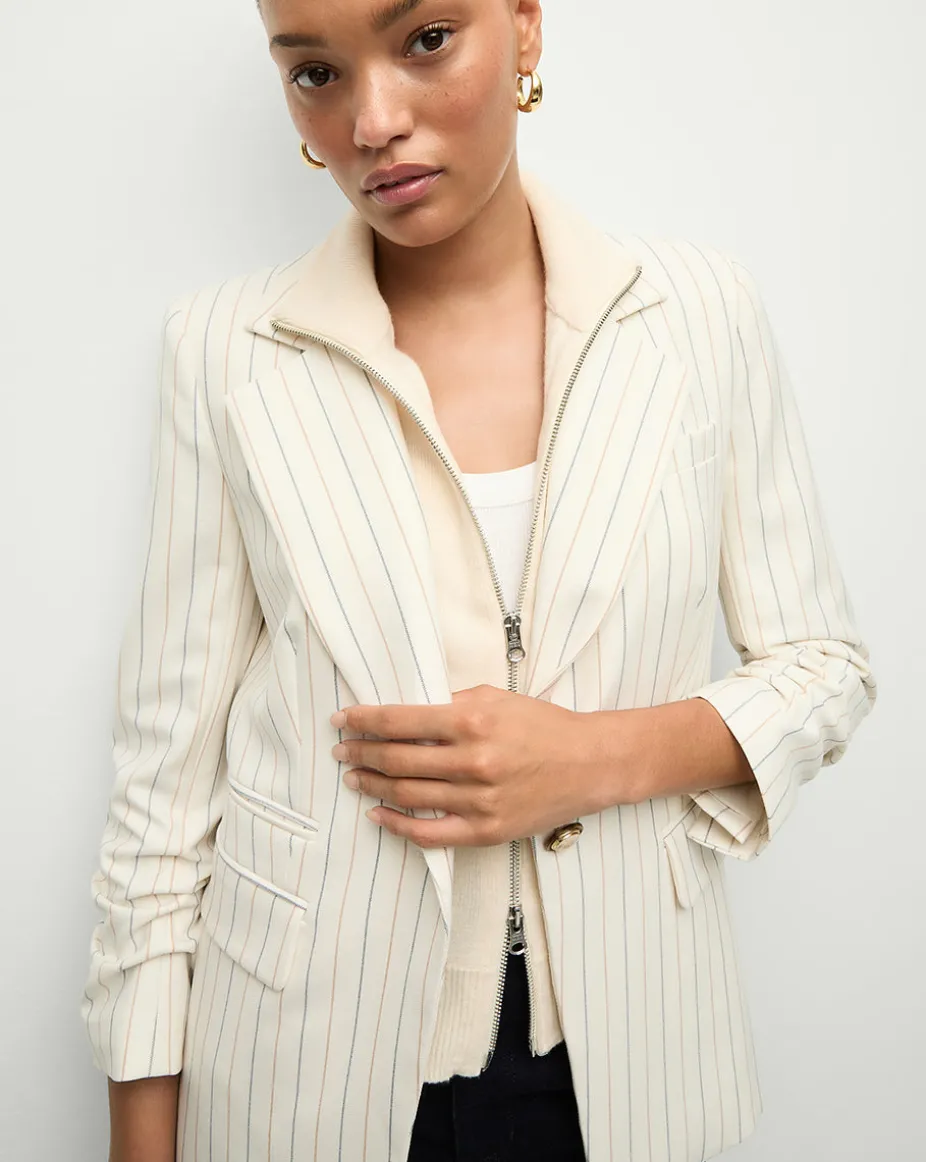 Battista Pinstriped Dickey Jacket in Dove Multi