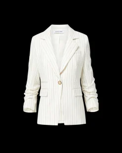 Battista Pinstriped Dickey Jacket in Dove Multi