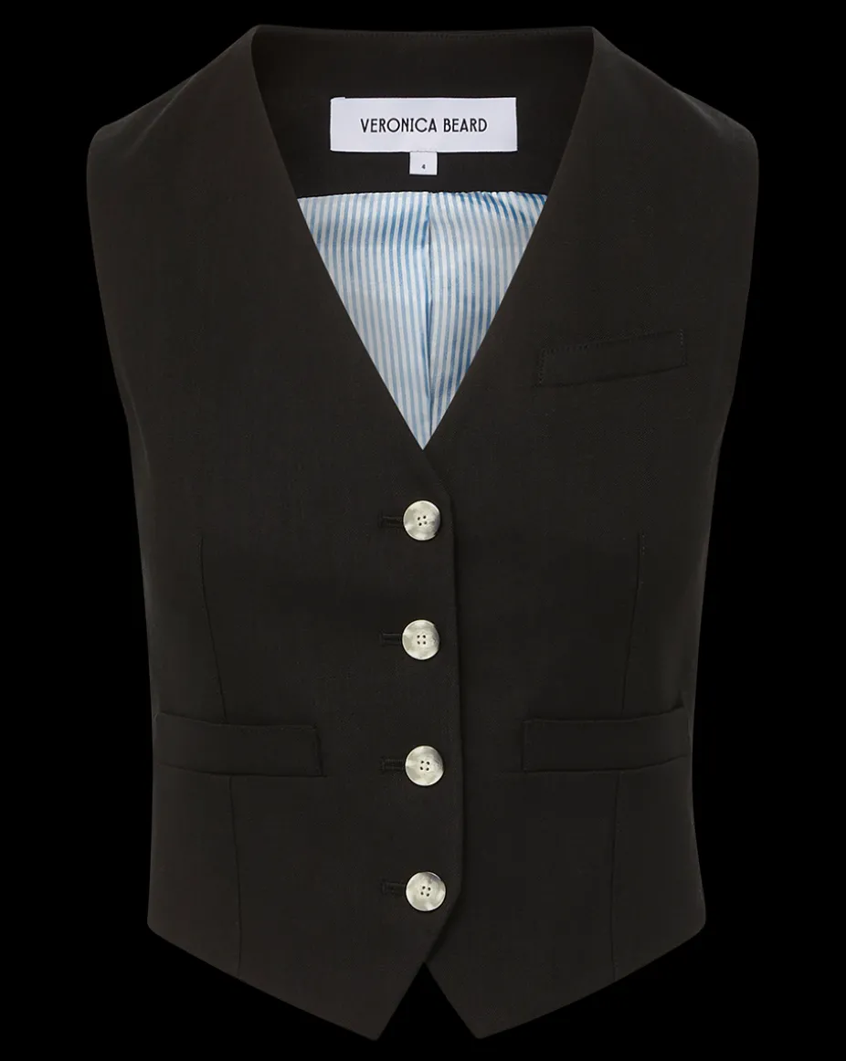 Bennett Twill-Linen Vest in Black