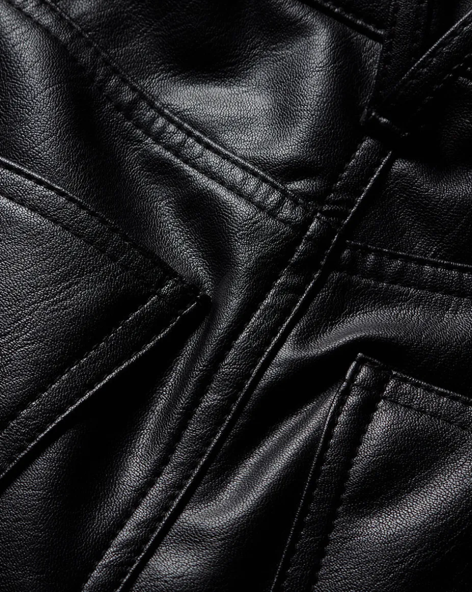 Beverly Vegan Leather Skinny-Flare Pant in Black