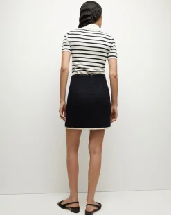 Brandt Cashmere Polo in Ivory/Navy