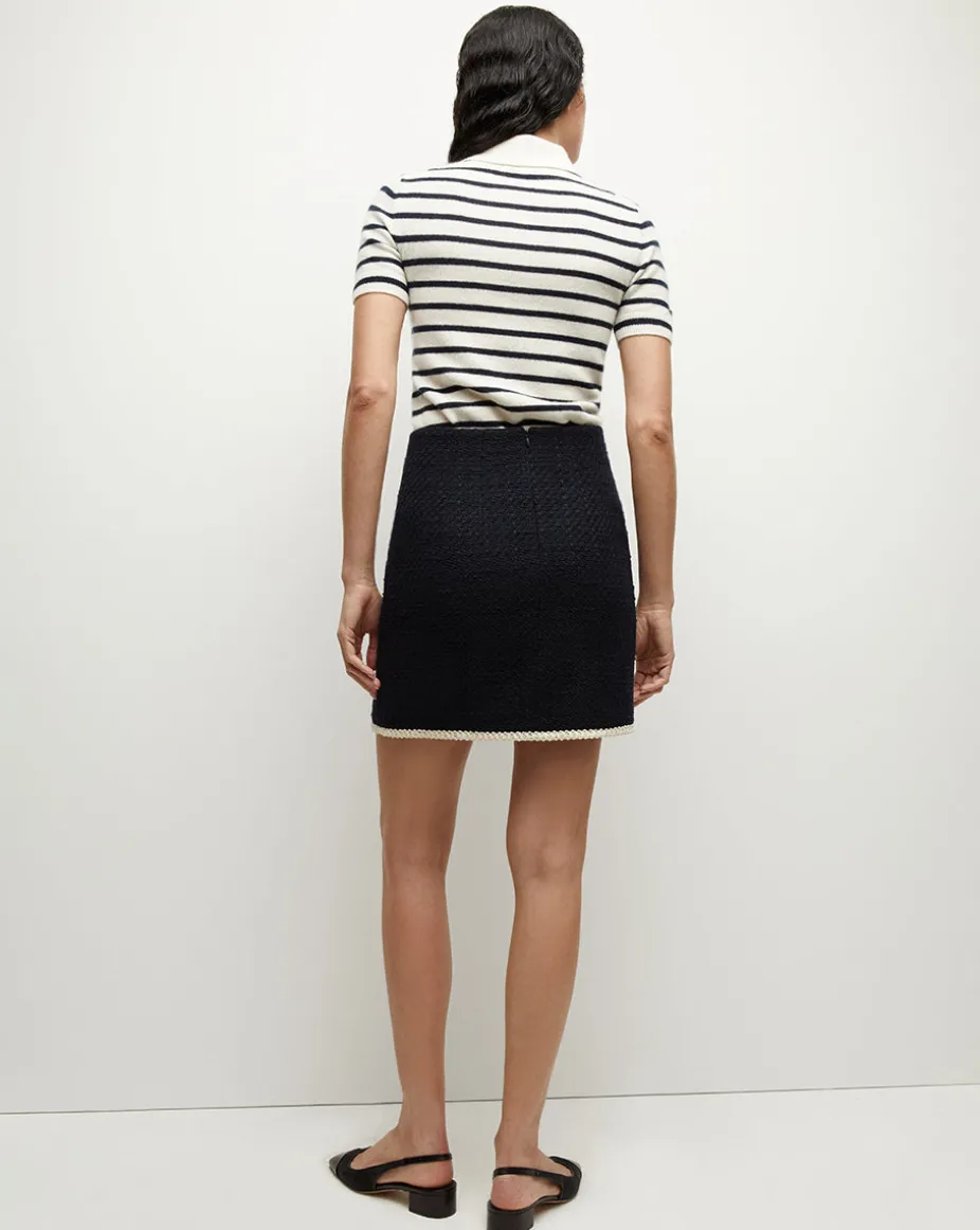 Brandt Cashmere Polo in Ivory/Navy