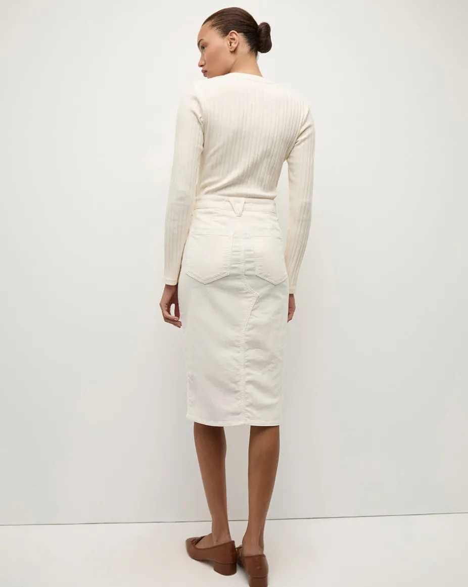 Breves Corduroy Midi Skirt in Ecru