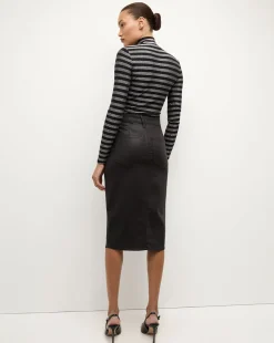 Breves Midi Skirt Coated in Black High Gloss