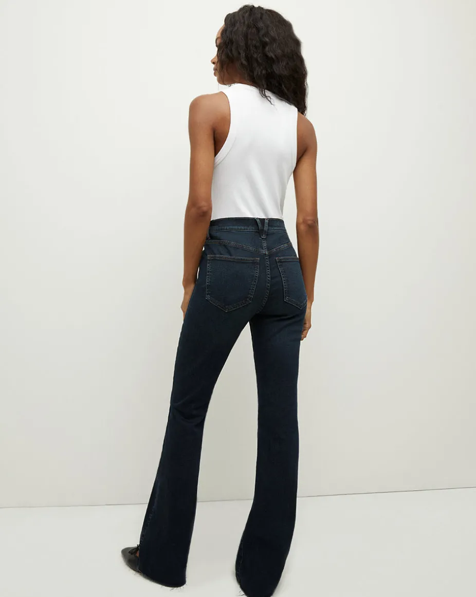 Cameron Raw Hem Bootcut Jean in Dark Ink