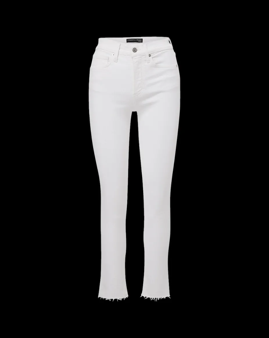 Carly Raw Hem Kick Flare Jean in White