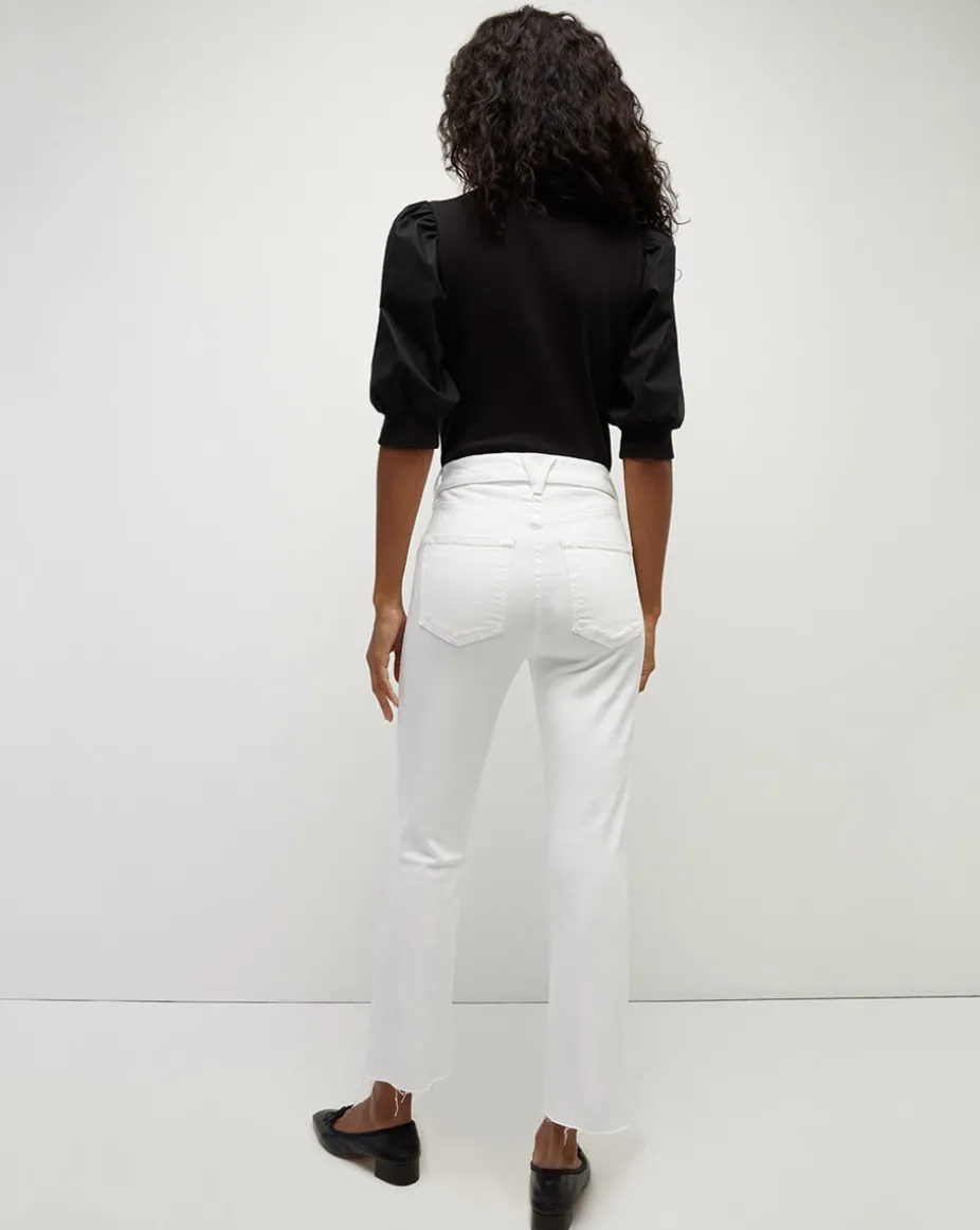 Carly Raw Hem Kick-Flare Jean in White