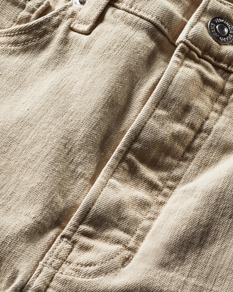 Carolina Khaki High-Rise Crop-Flare Jean