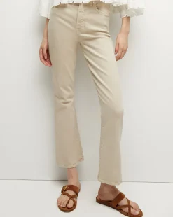Carolina Khaki High-Rise Crop-Flare Jean