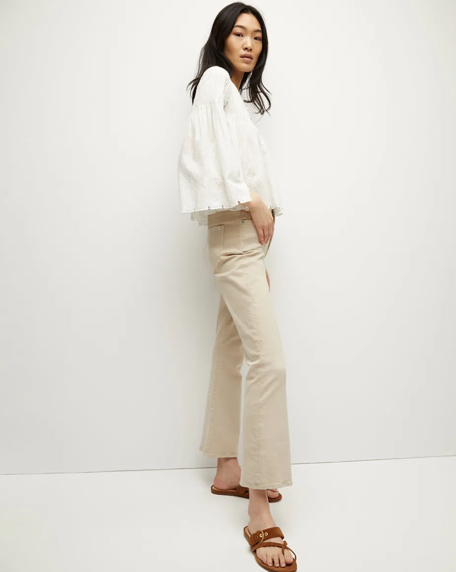 Carolina Khaki High-Rise Crop-Flare Jean