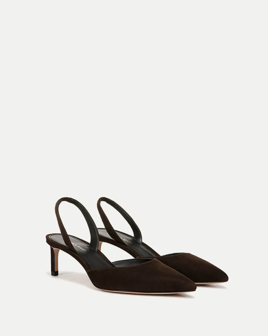 Caroline Suede Slingback Pump in Dark Brown