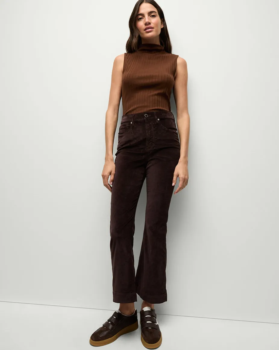 Carson Ankle Flare Velvet in Dark Chocolate
