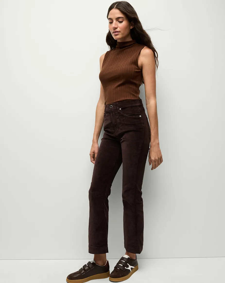 Carson Ankle Flare Velvet in Dark Chocolate