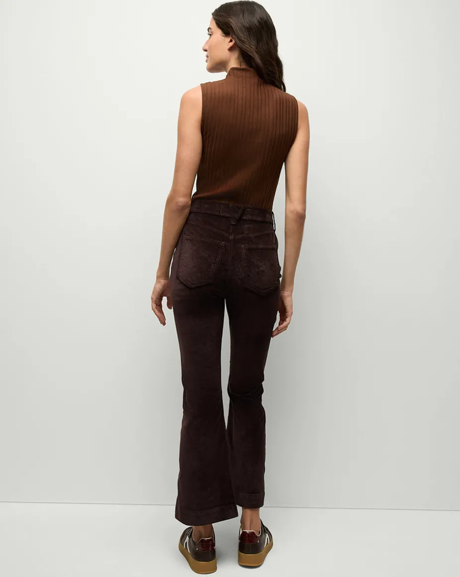 Carson Ankle Flare Velvet in Dark Chocolate