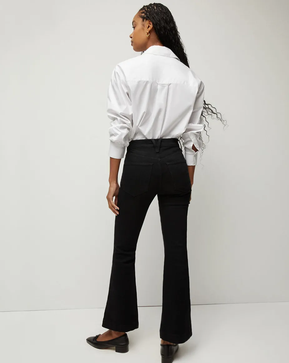 Carson Black Washed Kick-Flare Jeans