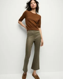 Carson Coated Off-Duty Kick-Flare Jean in Army High Gloss