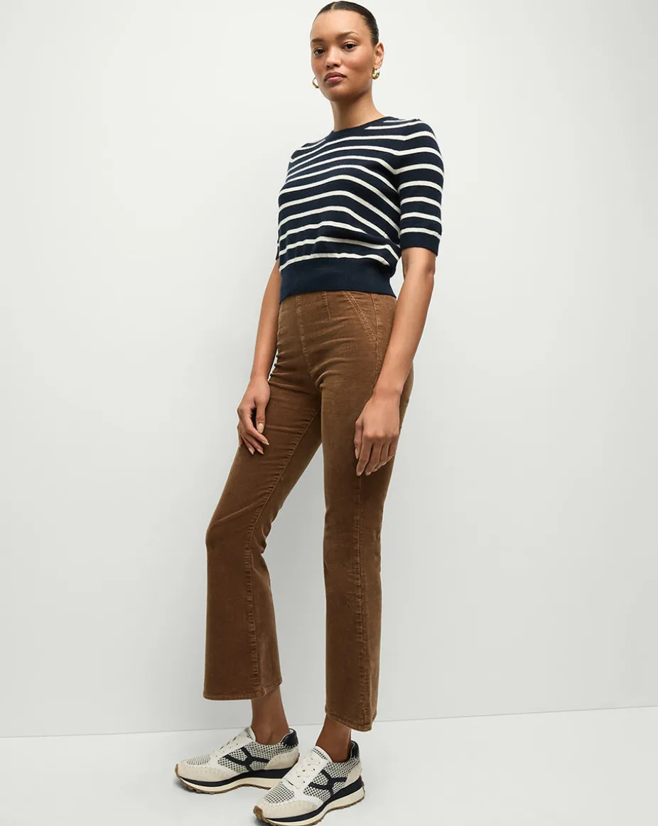 Carson Corduroy Kick-Flare Jeans in Brown
