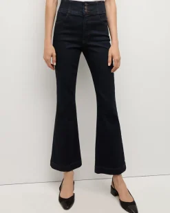 Carson Corset Waist Kick-Flare Jean in Indigo Rinse
