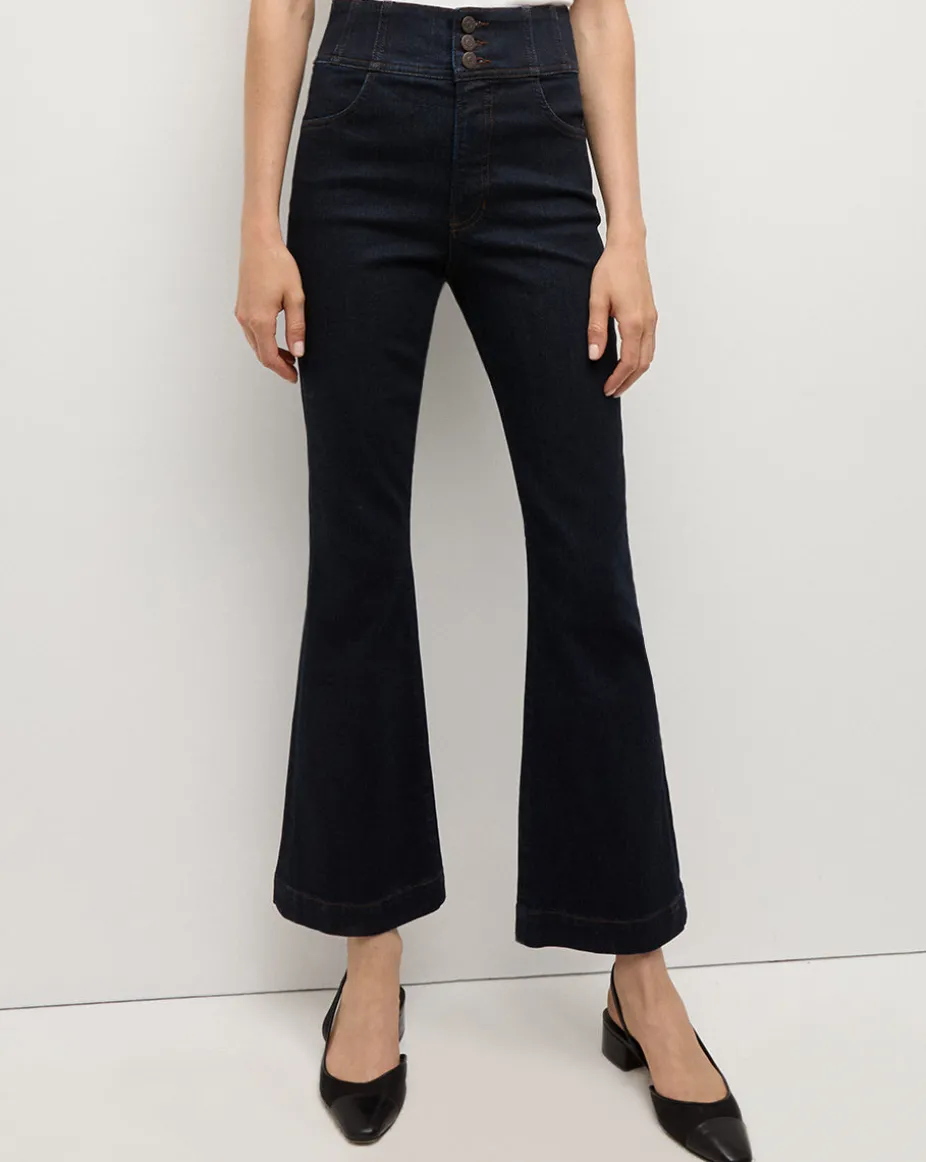 Carson Corset Waist Kick-Flare Jean in Indigo Rinse