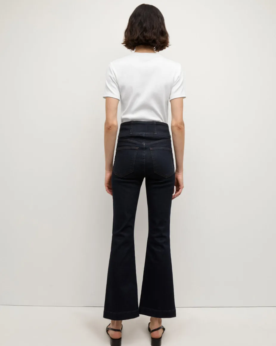 Carson Corset Waist Kick-Flare Jean in Indigo Rinse