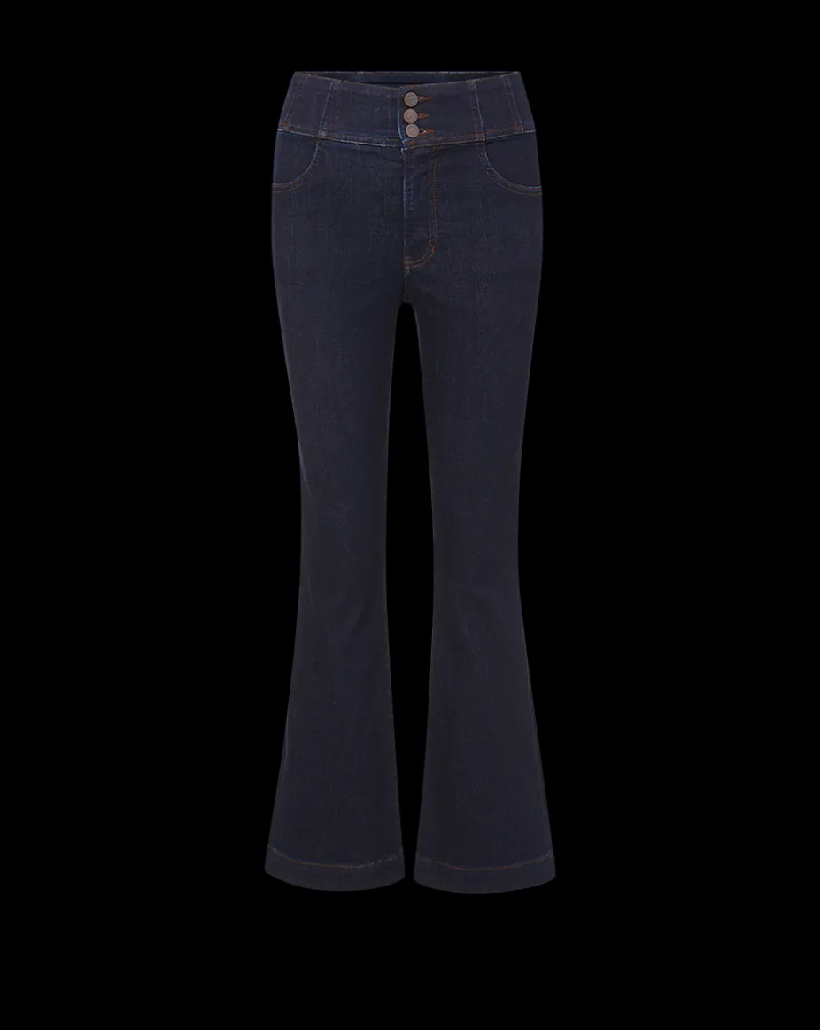 Carson Corset Waist Kick-Flare Jean in Indigo Rinse