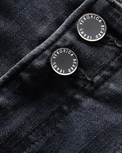 Carson Kick-Flare Jean in Washed Black Denim