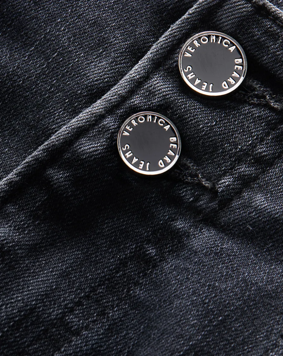 Carson Kick-Flare Jean in Washed Black Denim