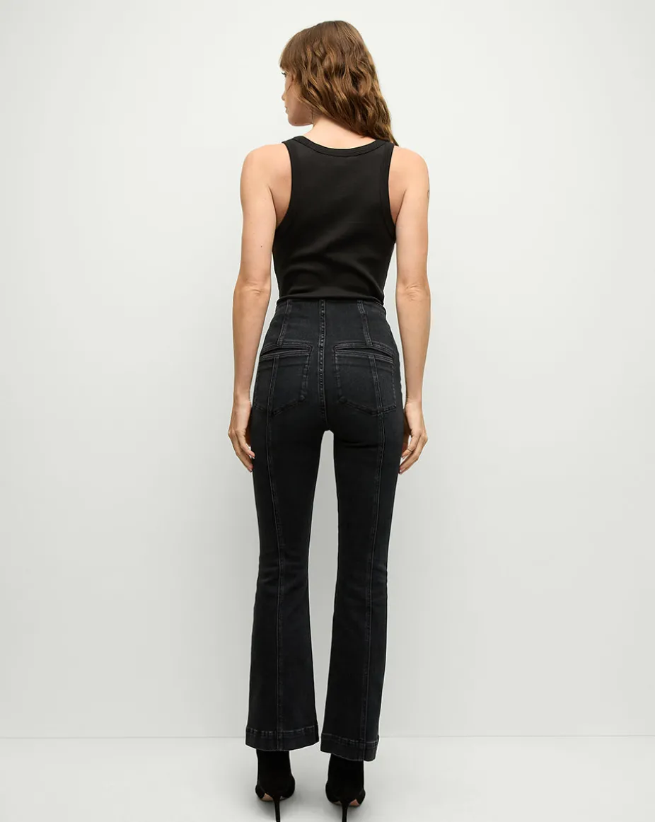 Carson Kick-Flare Jean in Washed Black Denim