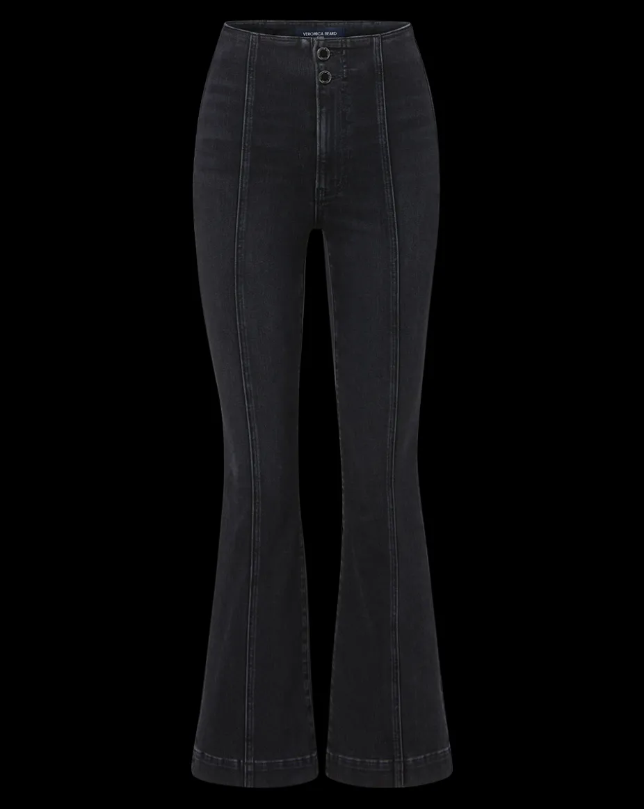 Carson Kick-Flare Jean in Washed Black Denim