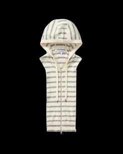 Cashmere Hoodie Dickey in Ivory/Heather Grey