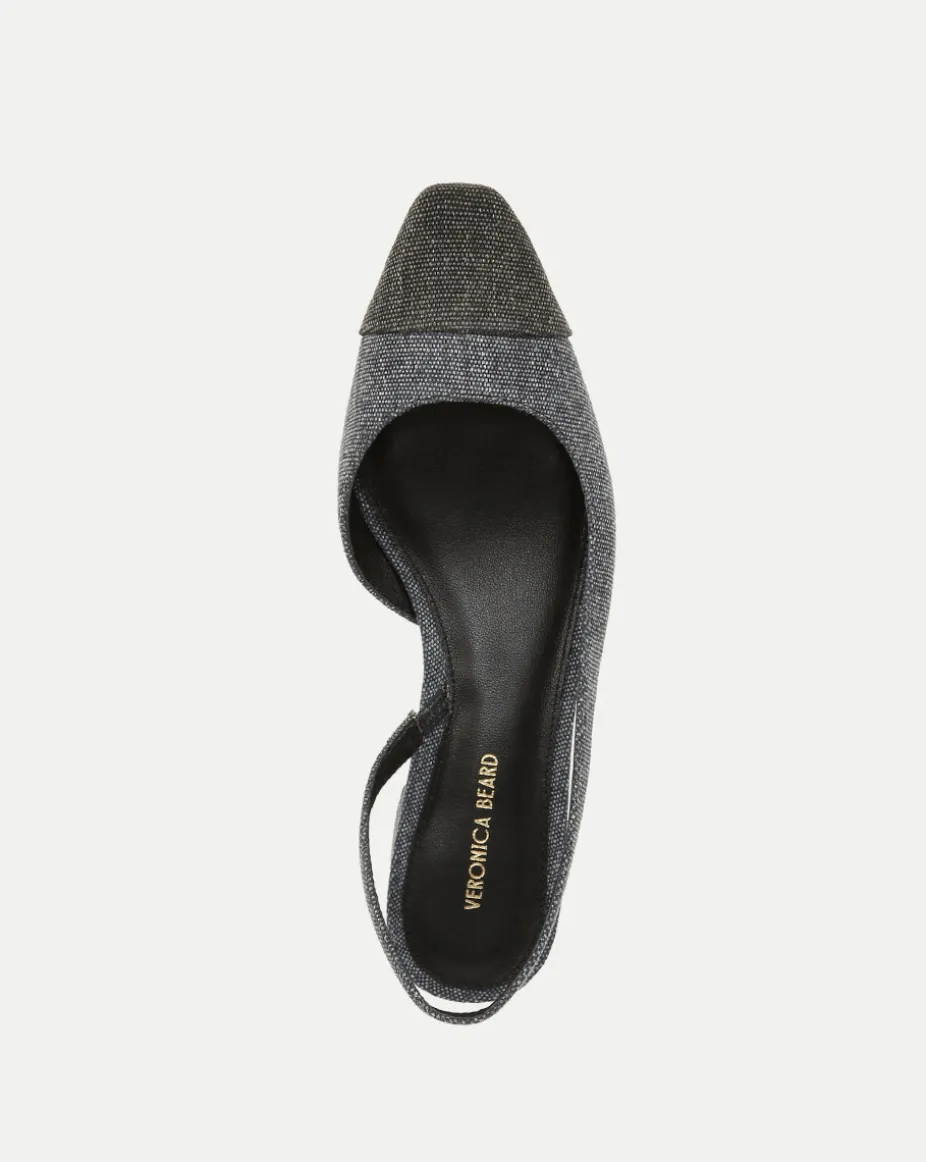 Cecile Cap-Toe Denim Slingback