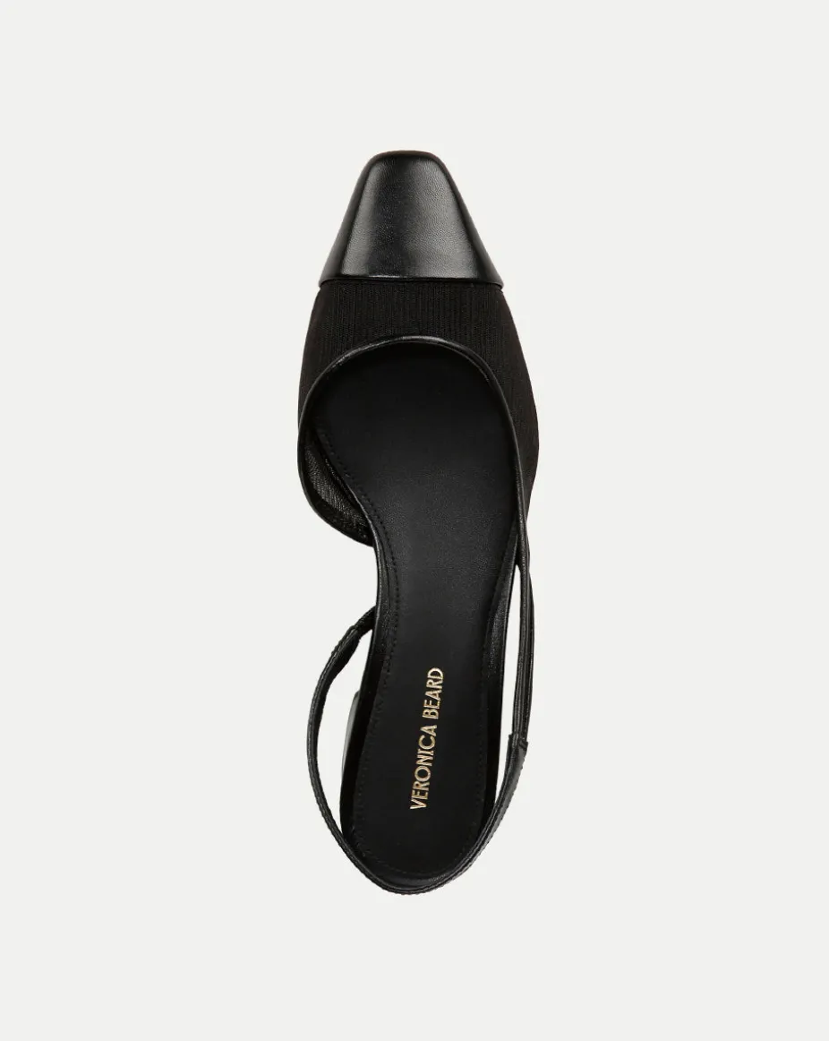 Cecile Mesh Cap-Toe Slingback in Black