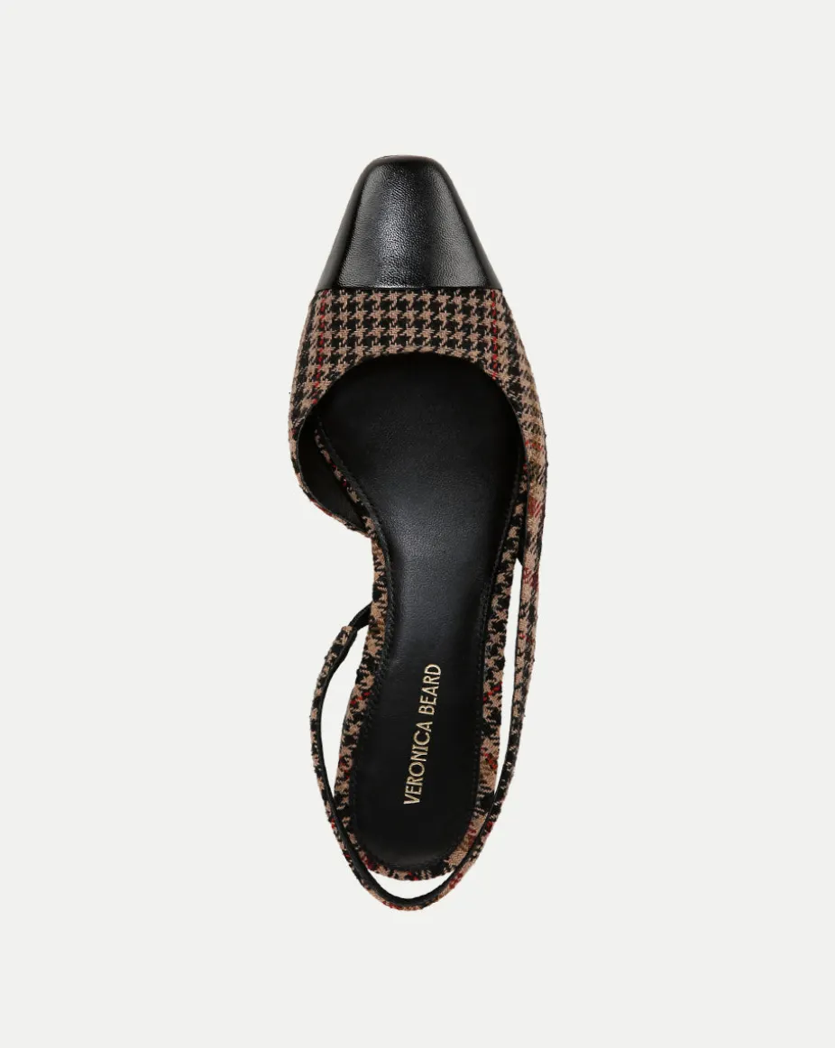 Cecile Plaid Cap-Toe Slingback in Camel Multi