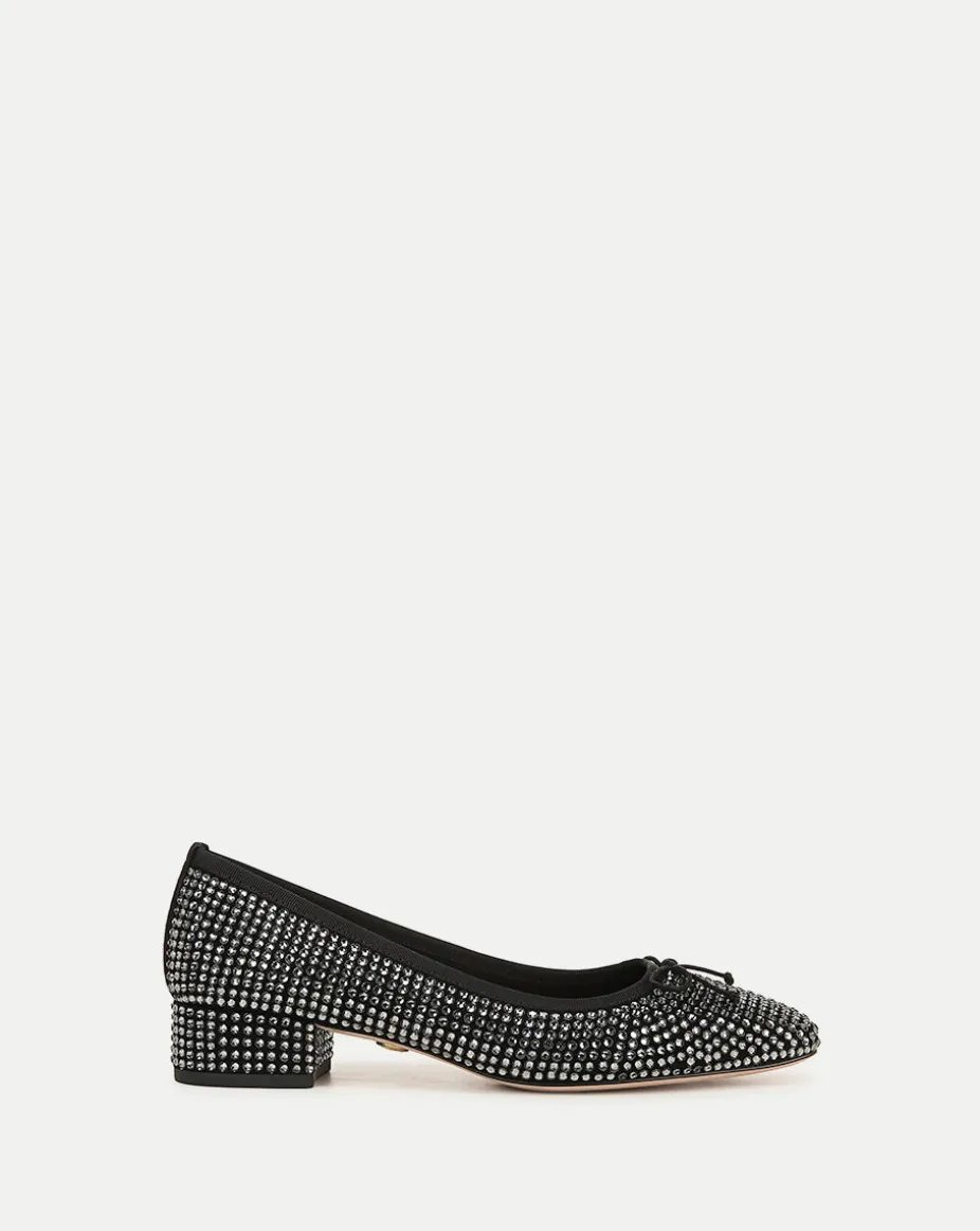 Cecile Rhinestone Ballet Pump in Black Rhinestone