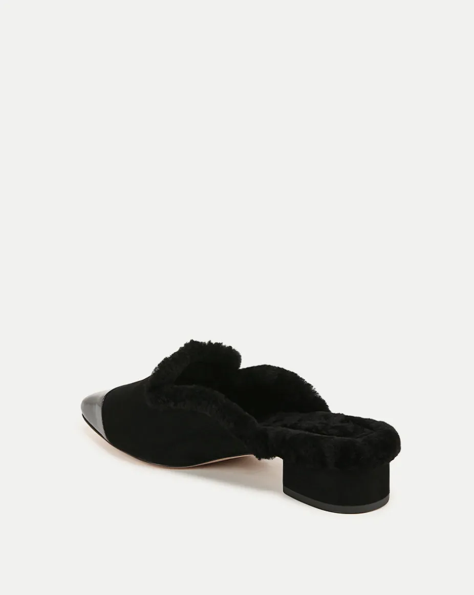 Cecile Shearling Mule in Black