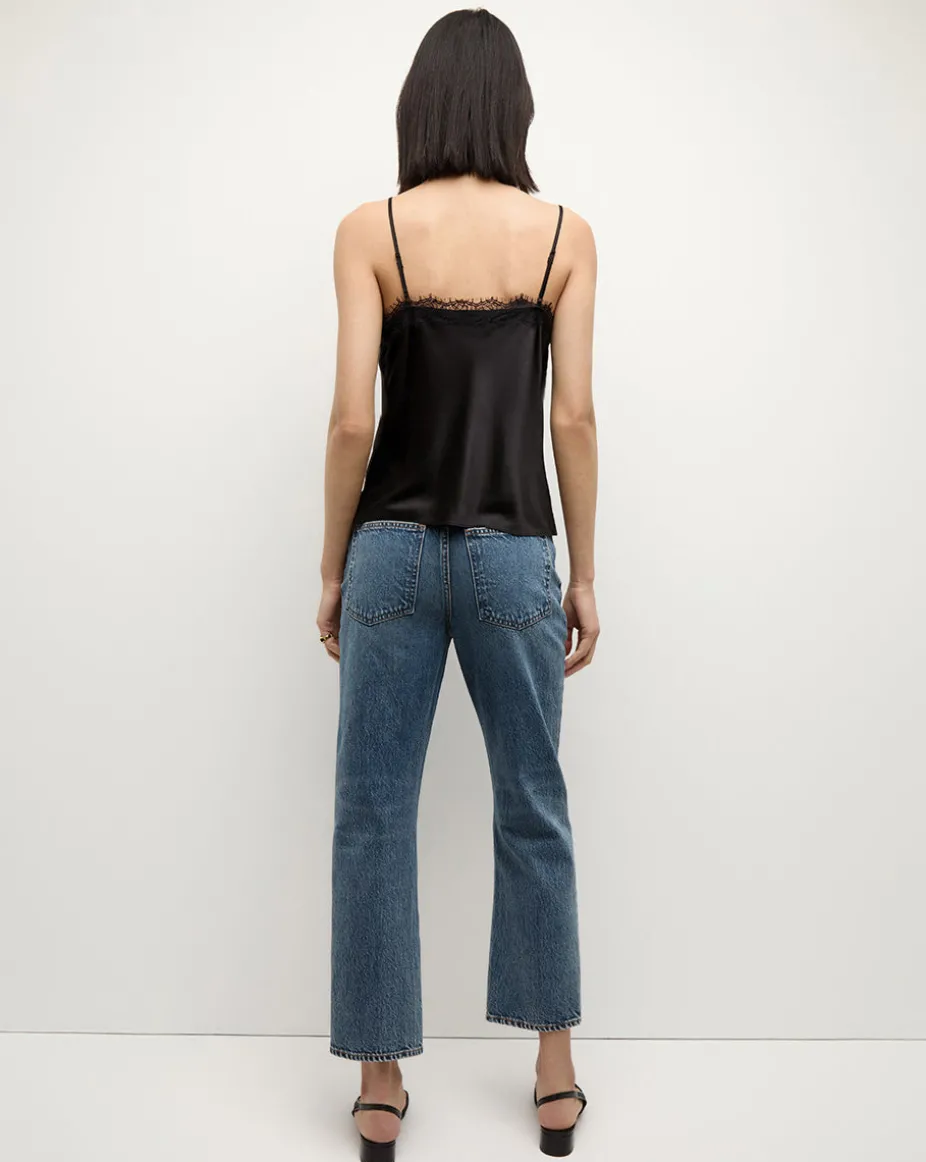 Ciarlo Lace-Trim Tank Silk Camisole in Black