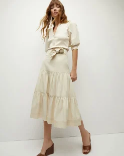 Coralee Puff-Sleeve Tee in Limestone