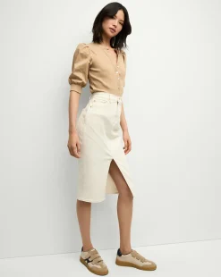 Coralee Puff-Sleeve Tee in Khaki