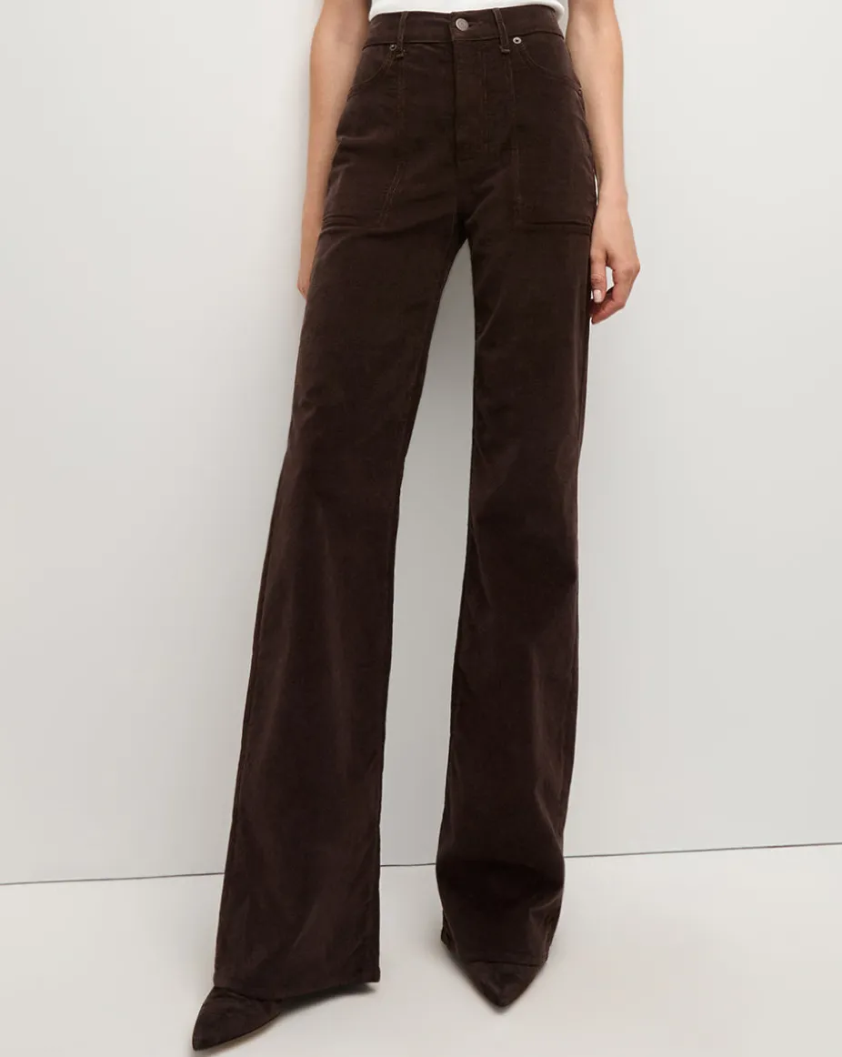 Crosbie Corduroy Wide-Leg Pant in Dark Chocolate