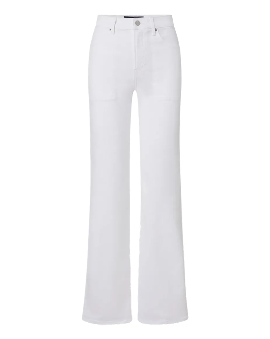 Crosbie Patch Pockets Slim Wide-Leg Jean in White